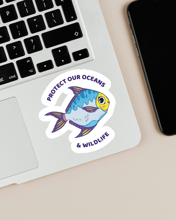 Protect Our Oceans | Pomfret Fish | Sticker
