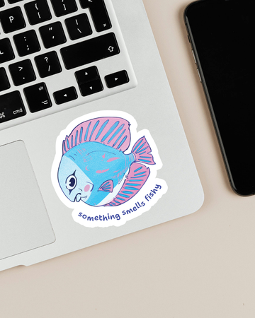 "something smells fishy" | Discus Fish | Sticker