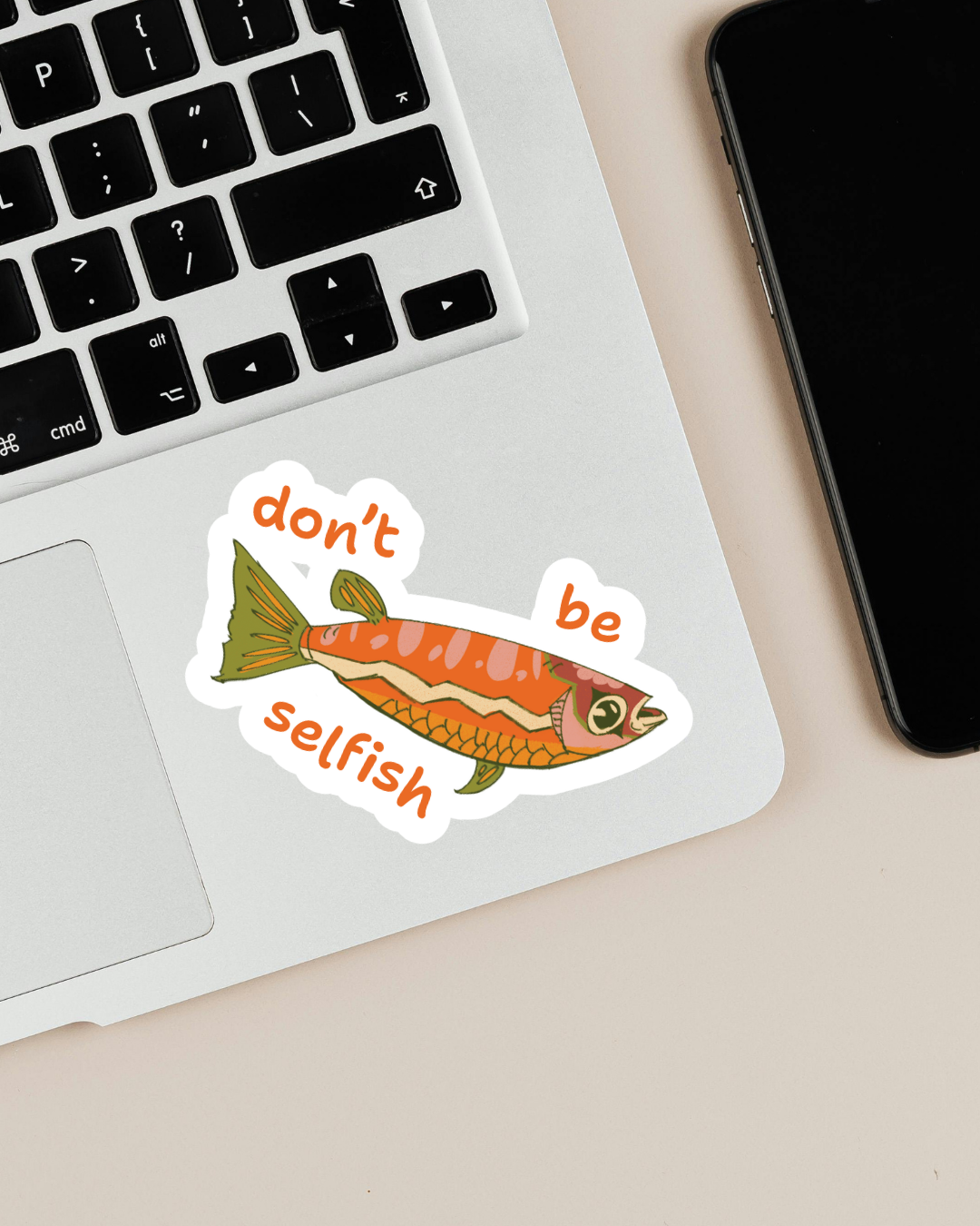 "don't be selfish" | Rice Fish | Sticker