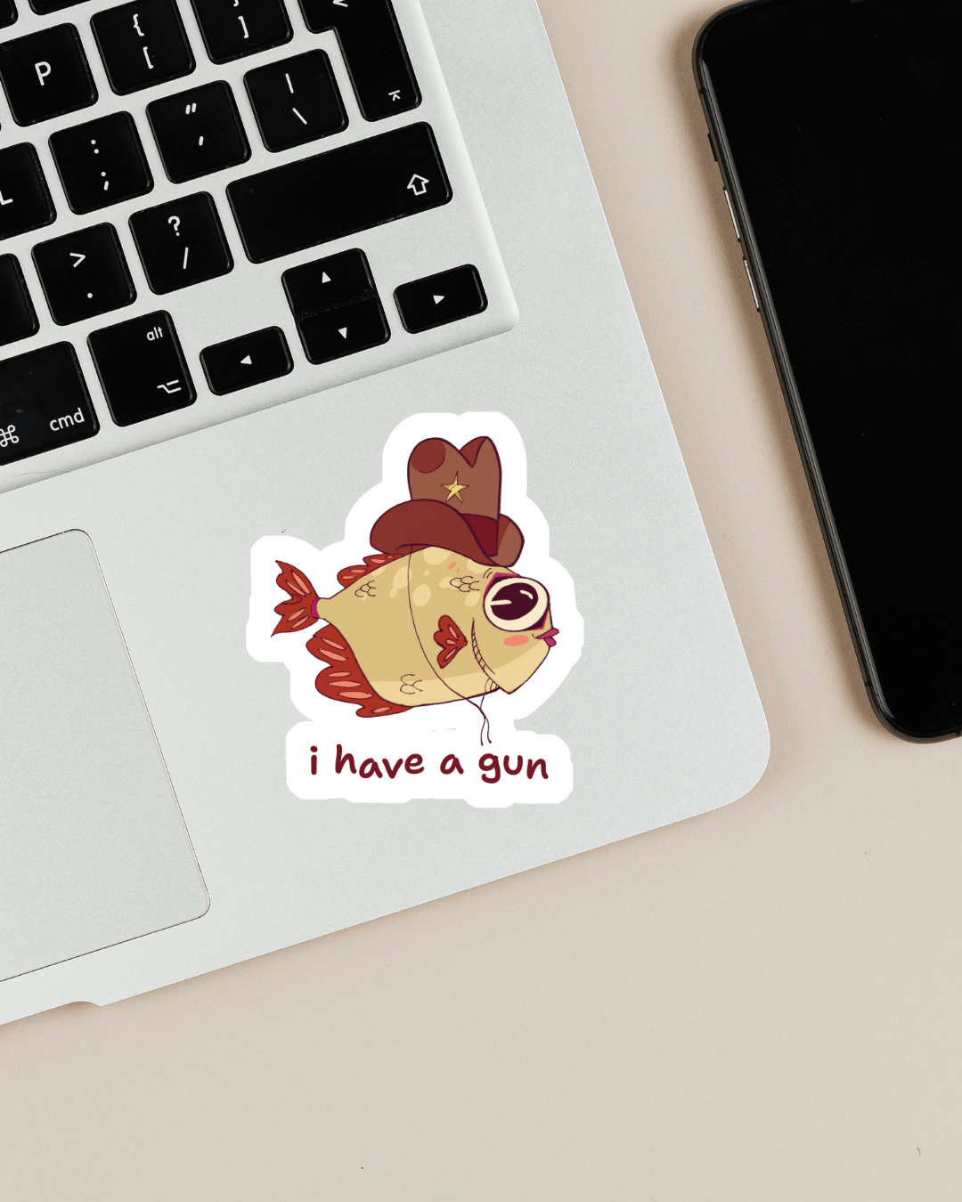 "i have a gun" | Cowboy Fish | Sticker
