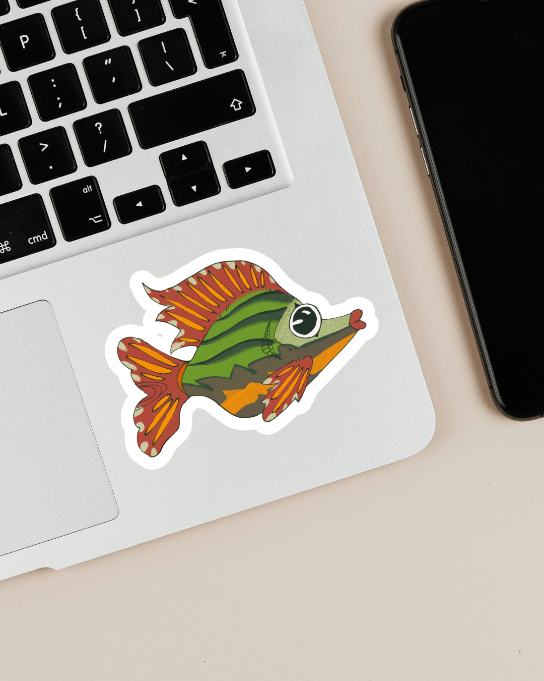 Butterflyfish Green Fish Sticker