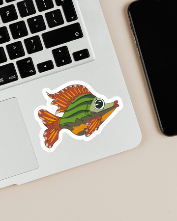 Butterflyfish Green Fish Sticker