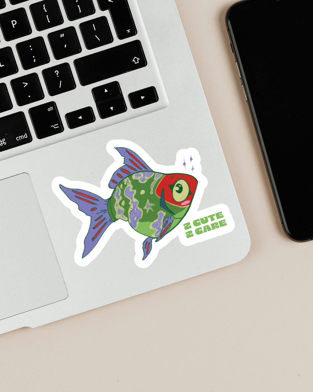 2 cute 2 care | Cutie Fish Green | Sticker