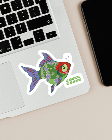 2 cute 2 care | Cutie Fish Green | Sticker
