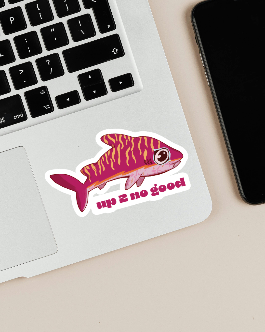 "up 2 no good" | Tiger Shark Fish Sticker
