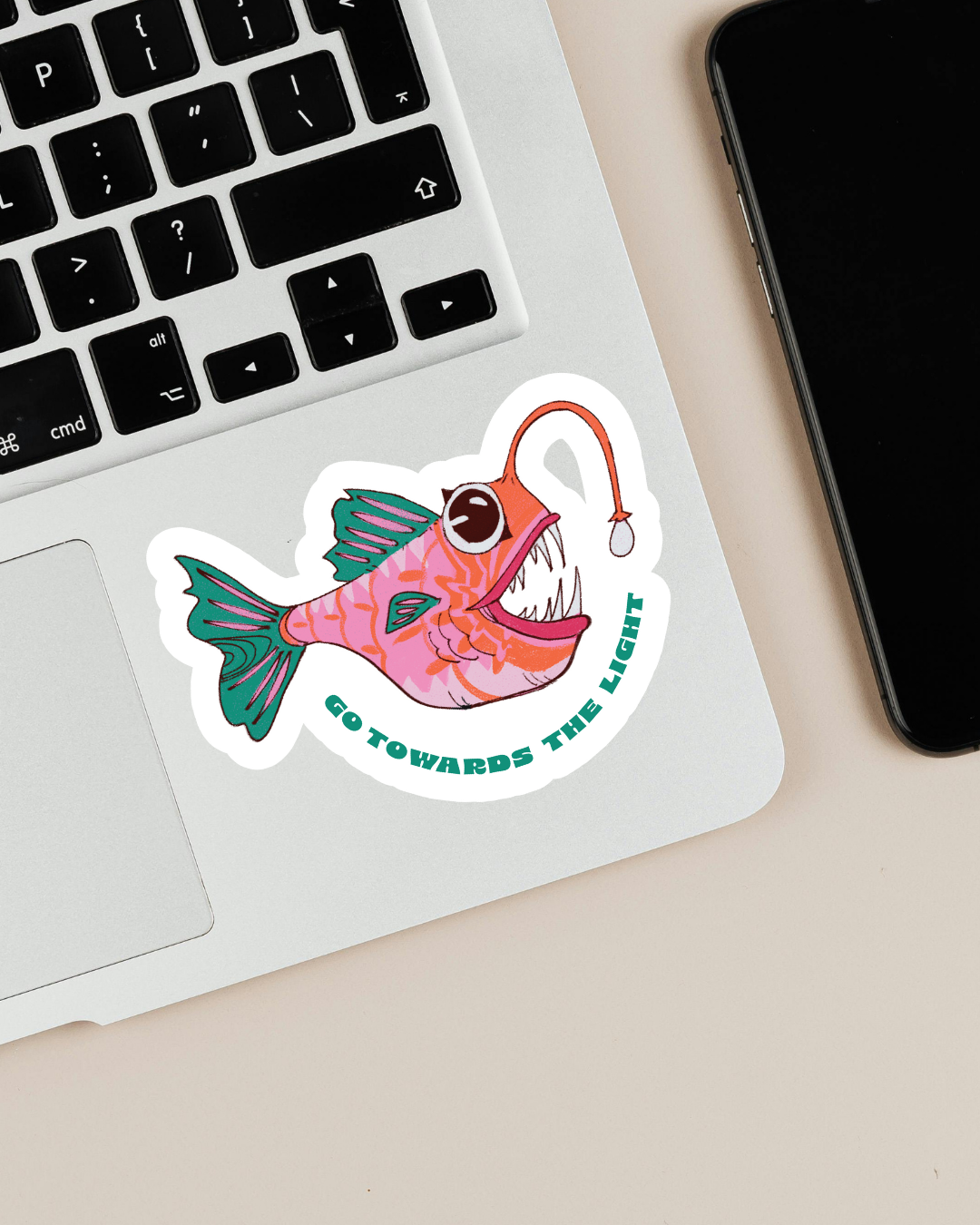 "go towards the light" | Angler Fish | Sticker