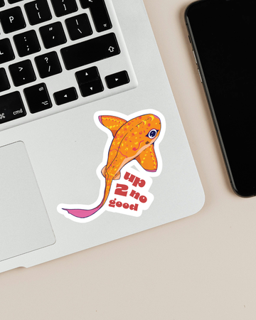 "up 2 no good" | Zebra Shark Fish Sticker