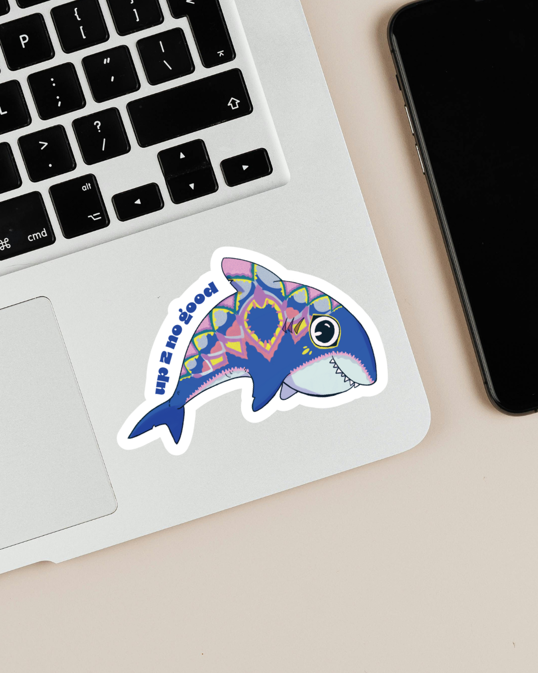 "up 2 no good" | Great White Shark Fish Sticker