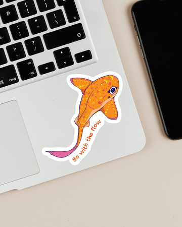 "go with the flow" | Zebra Shark Fish | Sticker