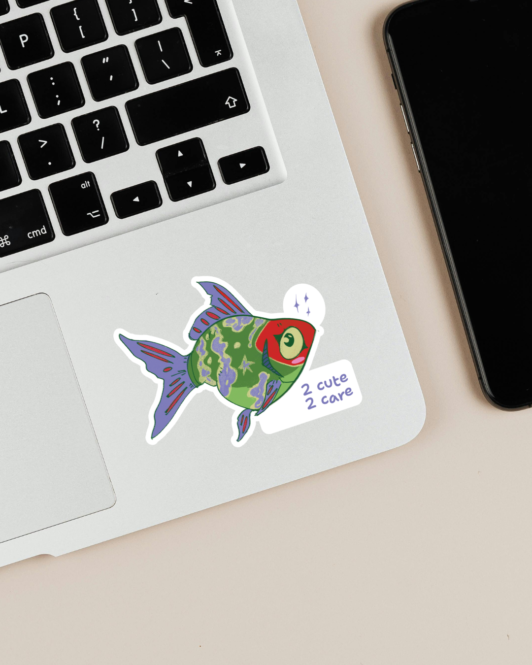 2 cute 2 care | Cutie Fish Purple | Sticker