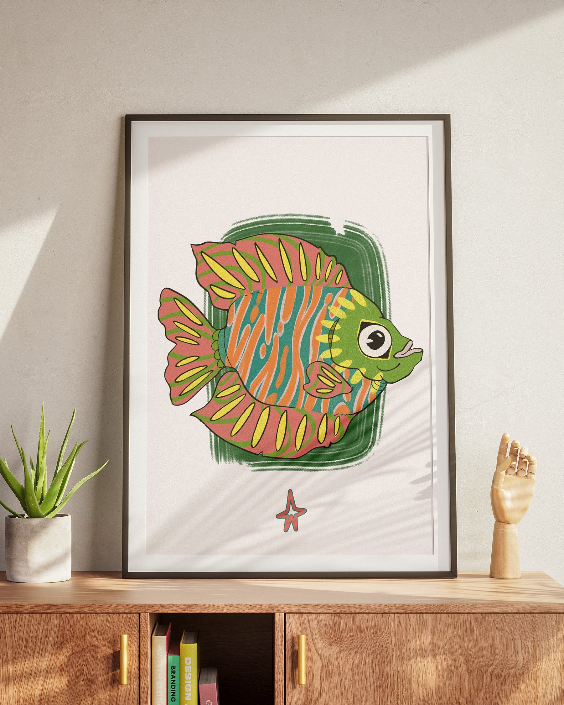 Angelfish | Teal & Orange | Vertical Print