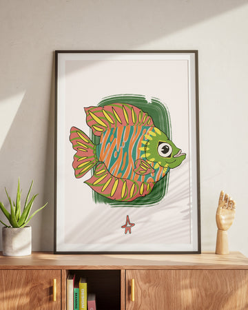 Angelfish | Teal & Orange | Vertical Print