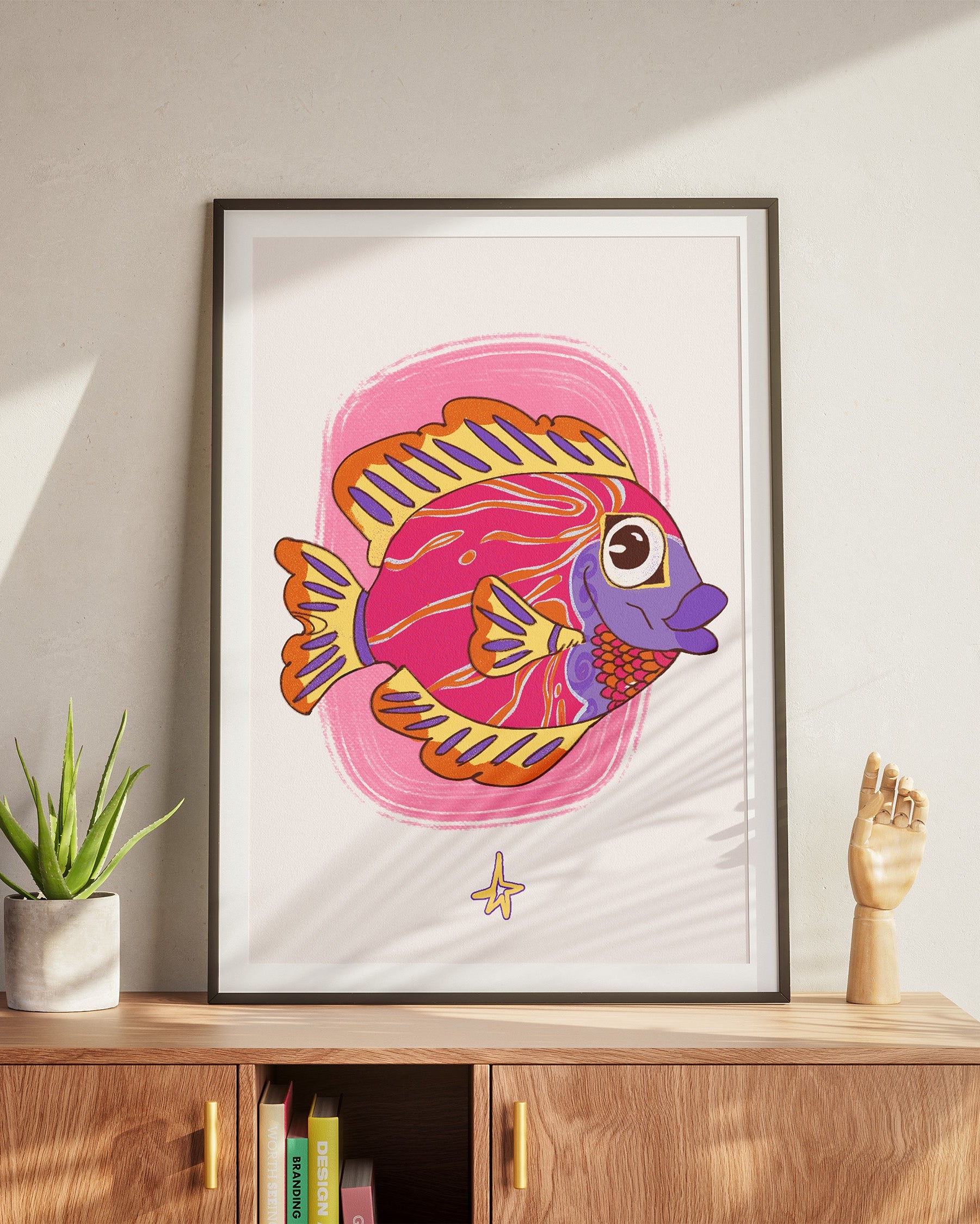 Pink Striped Fish Art Print