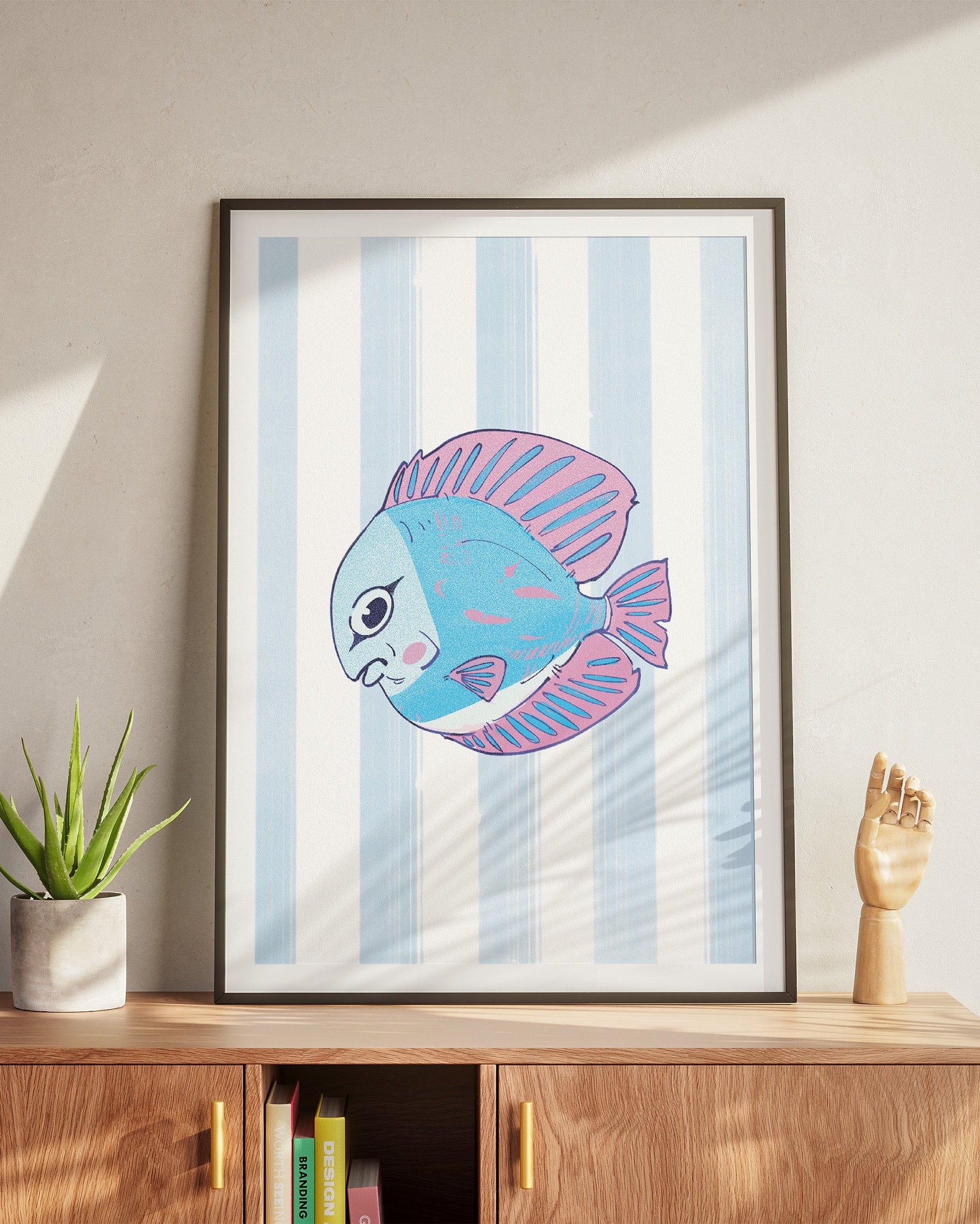 Discus Fish | Blue | Striped Print