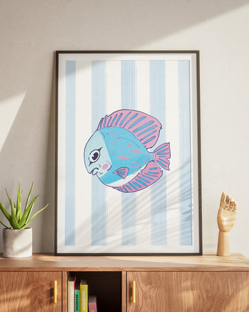 Discus Fish | Blue | Striped Print