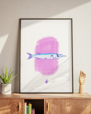 Garfish | Blue & Pink | Vertical Print