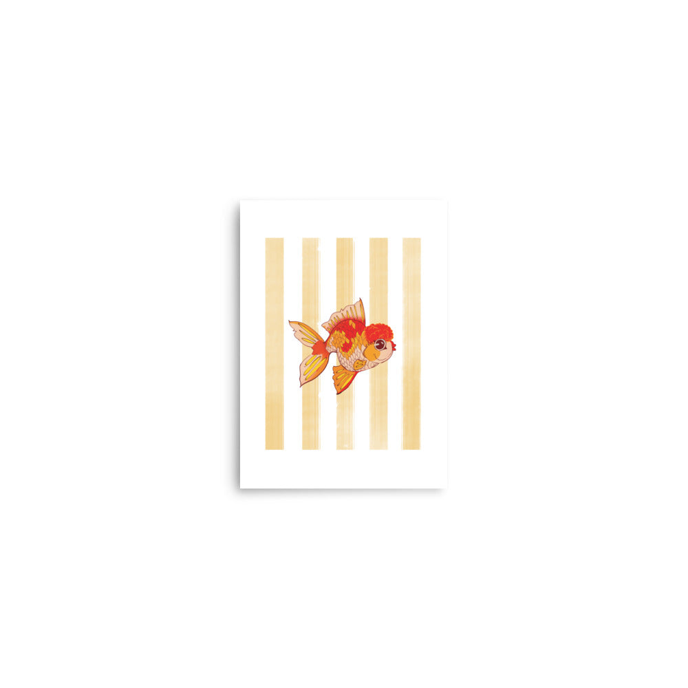 goldfish art on yellow striped poster
