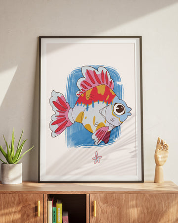 Blue Goldfish Art Print